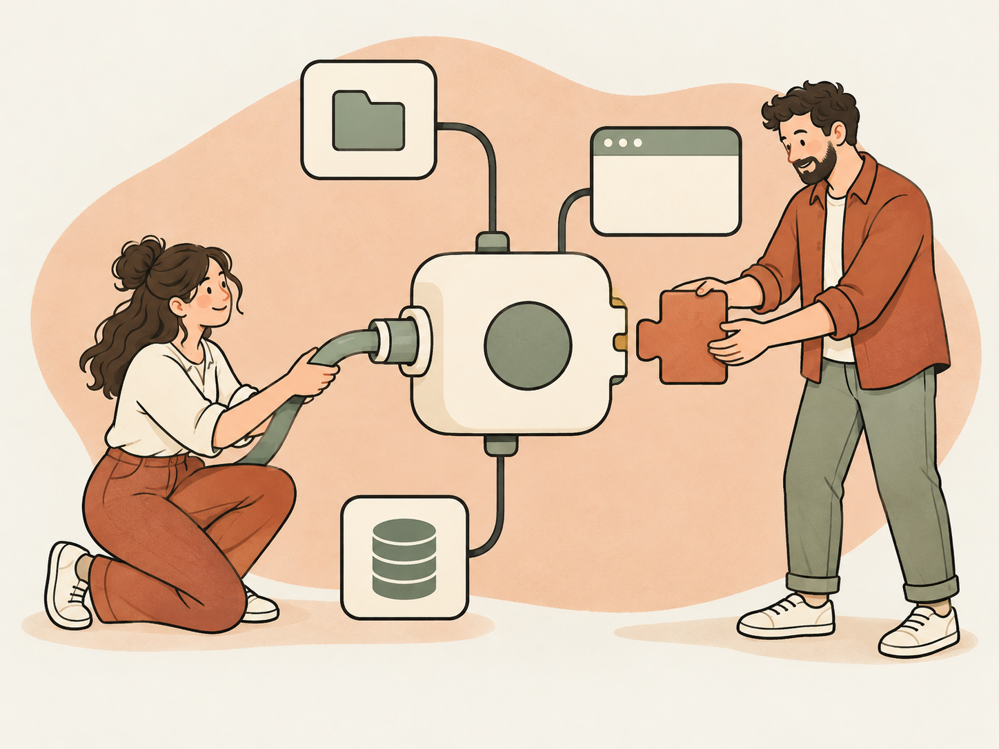 Engineers connect reusable skills, files and business tools through a central hub